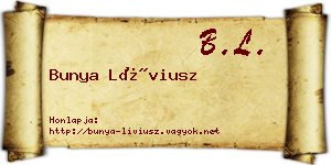 Bunya Líviusz névjegykártya